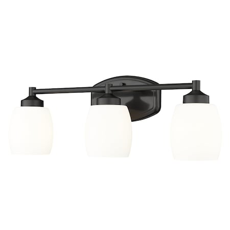 Z-Lite Kendrick 3 Light Vanity, 23in. W x 8.5in. H, Matte Black 745-3V-MB
